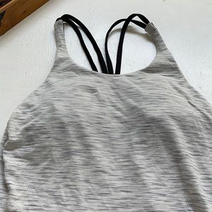 Lululemon tank with built in bra size 2. Gray and white heathered pattern
